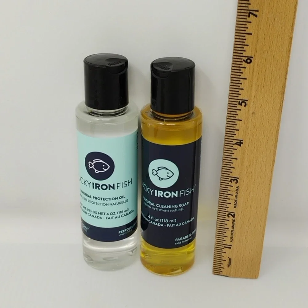 Lucky Iron Fish Natural Protection Oil & Soap For Cookware Sealed Set 4 oz Each‎